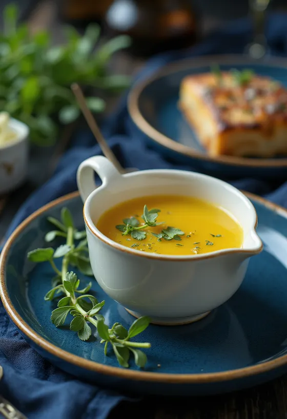 Servis edilmiş tarhunlu ballı tereyağı sosu