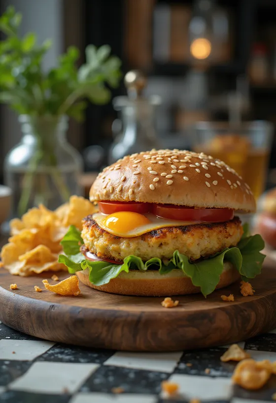 Taze sebzelerle vegan patlıcan burger