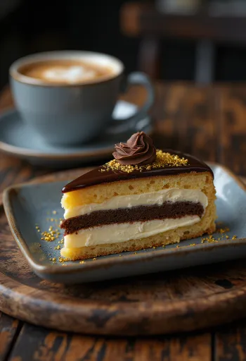 Çikolata ganaj katmanlı ve espresso aromalı Fransız opera pastası