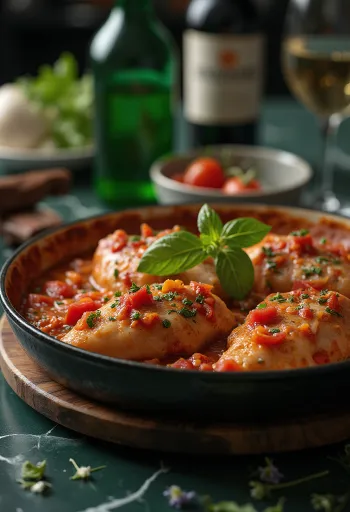 Pollo alla Cacciatora, taze ekmekle servis edilmiş