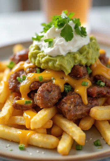 Meksika tarzı servis edilen Carne Asada Fries
