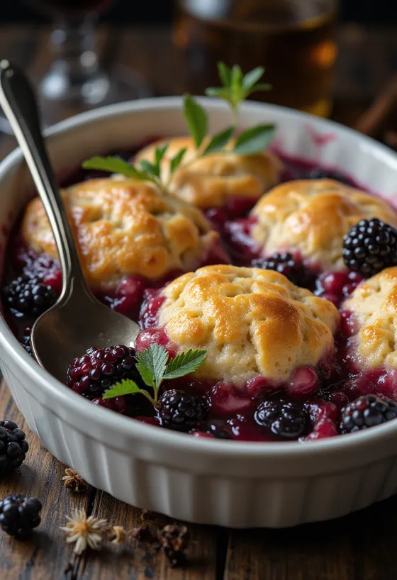Böğürtlenli Cobbler, çıtır üstlü ve lezzetli böğürtlenle zenginleştirilmiş