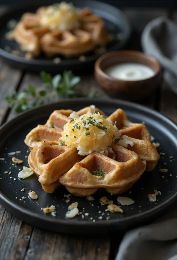 Parmesan ve kavrulmuş cevizle Tuzlu Haşhaşlı Waffle