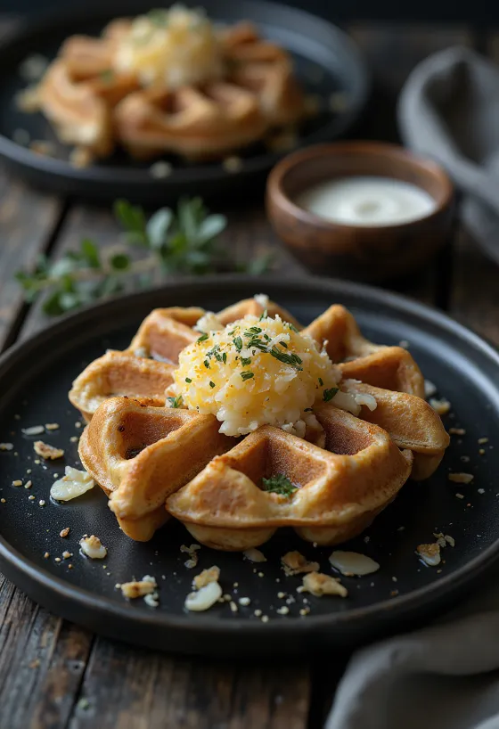 Parmesan ve kavrulmuş cevizle Tuzlu Haşhaşlı Waffle