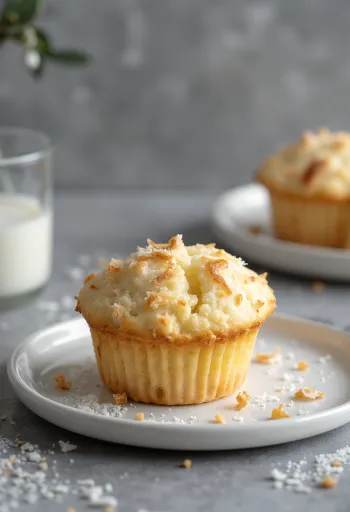 Tabakta sunulan Hindistan cevizli muffin