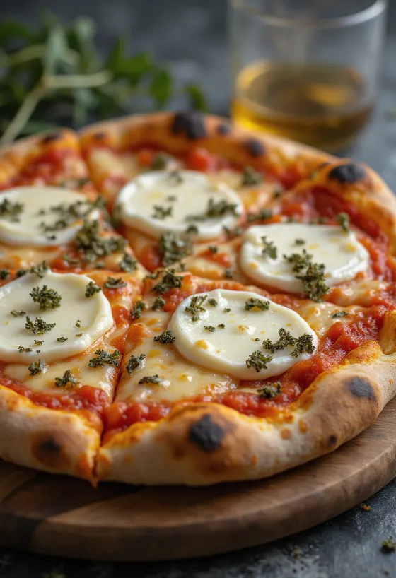 Keçi peynirleri ve mozzarellalı Pizza ai Formaggi di Capra
