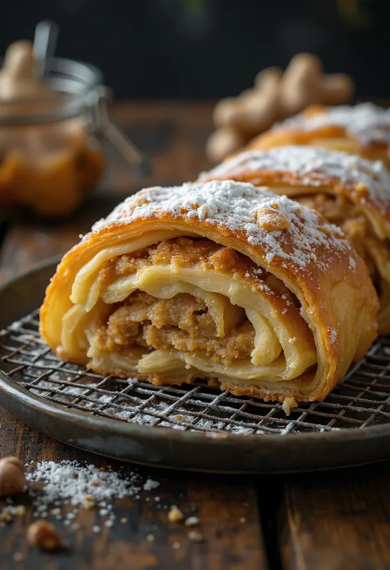 Servis edilmiş zencefilli strudel