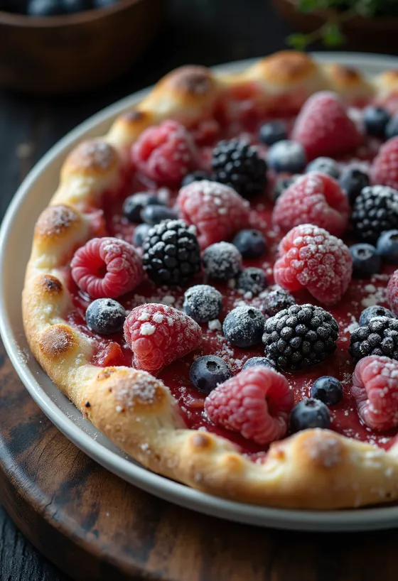 Taze orman meyveleriyle Pizza ai Frutti di Bosco