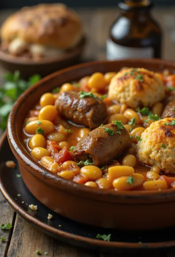 Kuzu etli Cassoulet, fasulye ve sosisli tek tencere yemeği