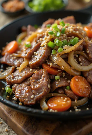 Dana eti ve limonla servis edilmiş bulgogi